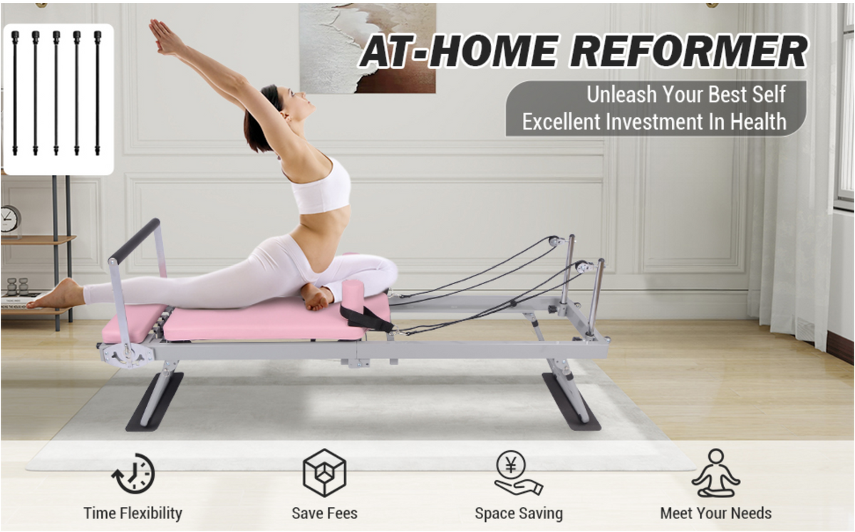 NATICORE Foldable Pilates Reformer – Home Gym Pro Machine