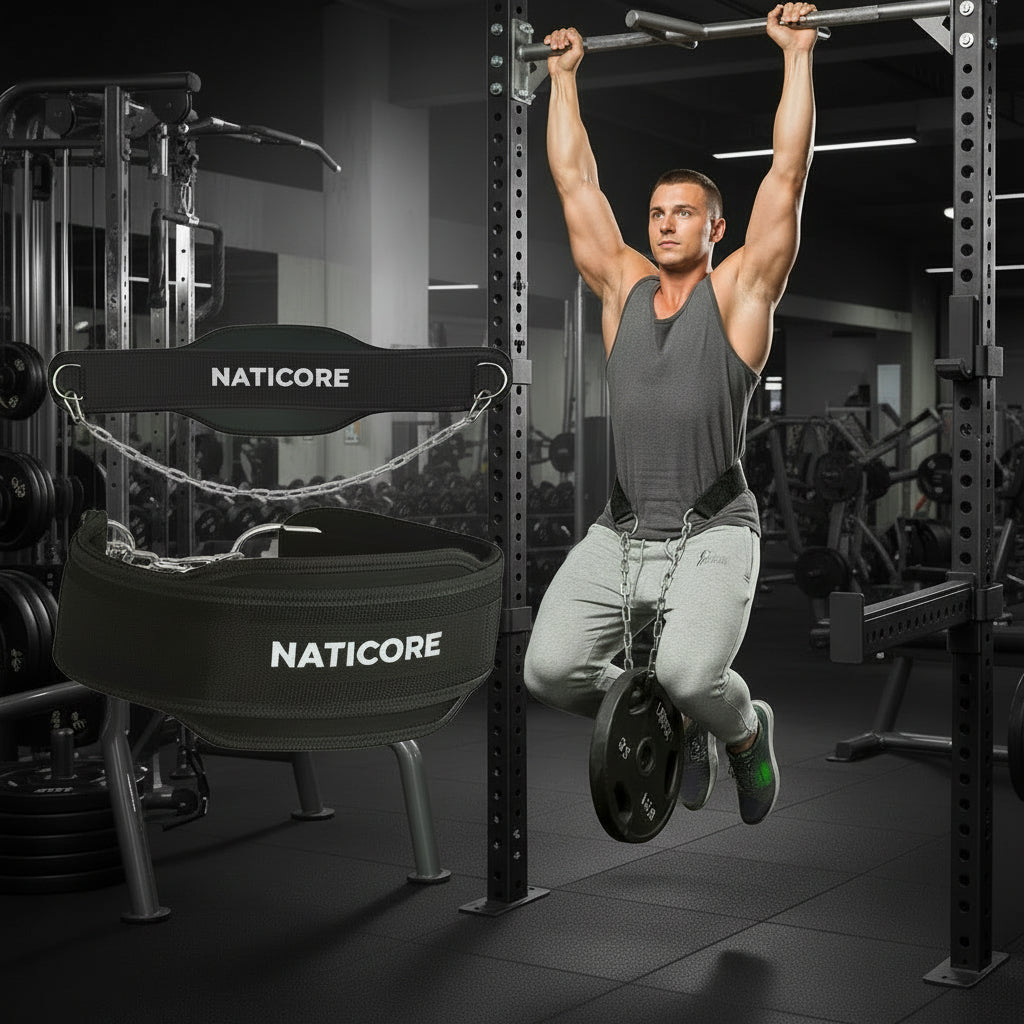 Weight Lifting Dip Belt Neoprene Back Gym Belt with Chain for Fitness Bodybuilding Pull up Strength Training Load Waist Strap