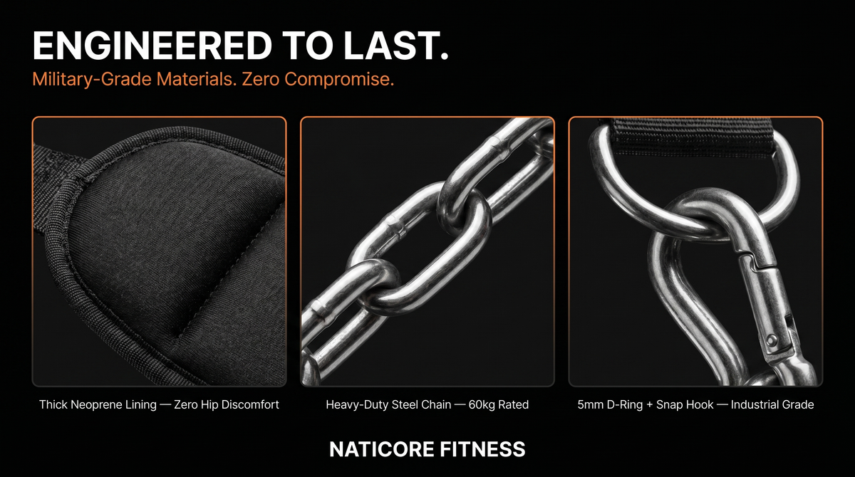 NATICORE Dip Belt — Heavy Duty Weighted Chain Belt for Pull-Ups, Dips & Strength Training