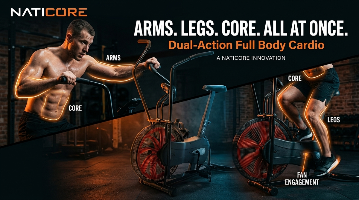 NATICORE Fan Exercise Bike – Air Resistance Full Body Cardio Trainer