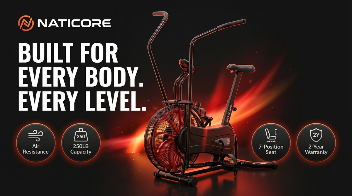 NATICORE Fan Exercise Bike – Air Resistance Full Body Cardio Trainer