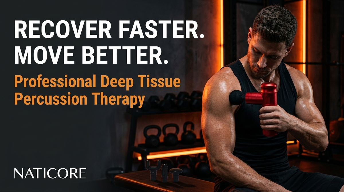 Mini Massage Gun Deep Tissue Percussion 4 Heads | NATICORE