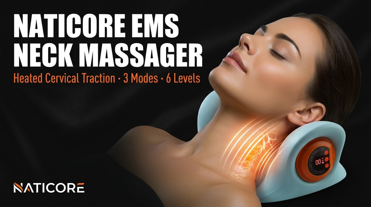 EMS Neck Massager Heated Cervical Traction Pillow | NATICORE