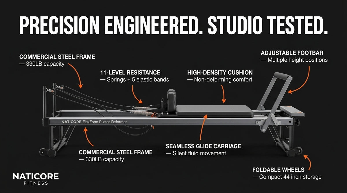 NATICORE FlexForm Pilates Reformer — Foldable Home