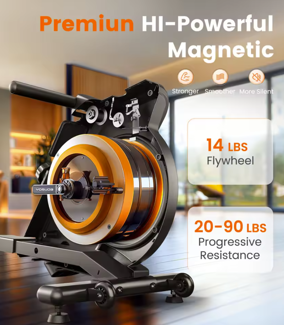 Magnetic Rowing Machine 16-Level 350LB Bluetooth | NATICORE