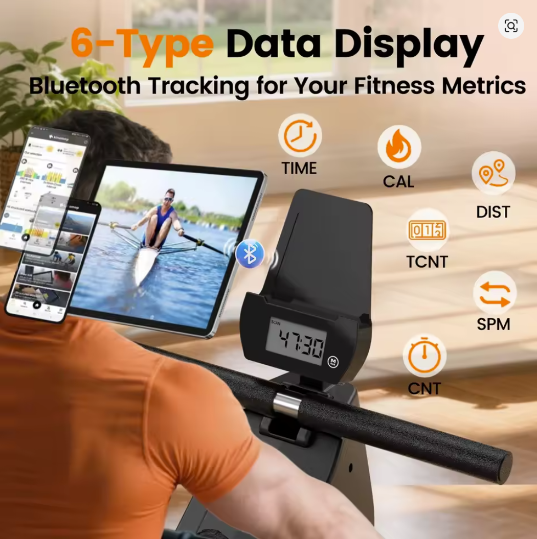 Pro Magnetic Rowing Machine 115LB 16-Level Bluetooth | NATICORE