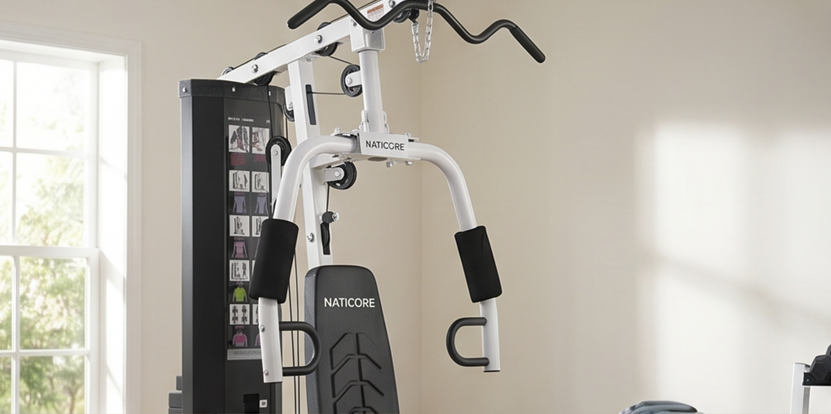 NATICORE Home Gym Station – Full-Body Workout System with Weights