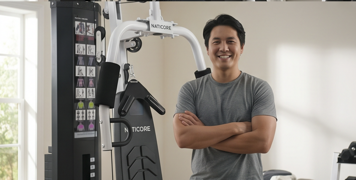 NATICORE Home Gym Station – Full-Body Workout System with Weights