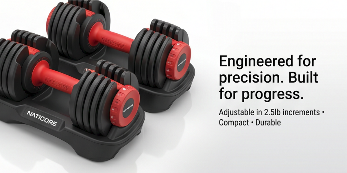 NATICORE Fitness 25 lb Smartbell Adjustable Dumbbells – 9-in-1