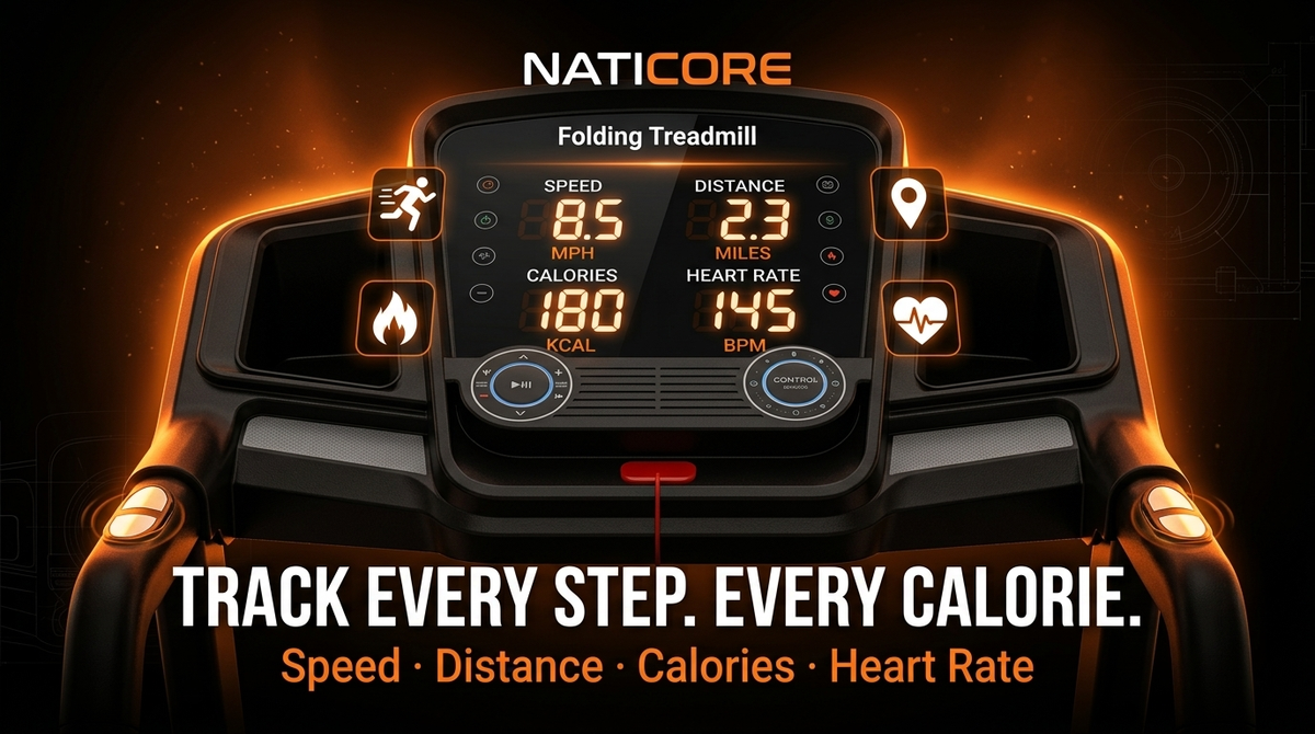 NATICORE Folding Treadmill – 330LB, 3.5HP, Manual Incline & LCD Display