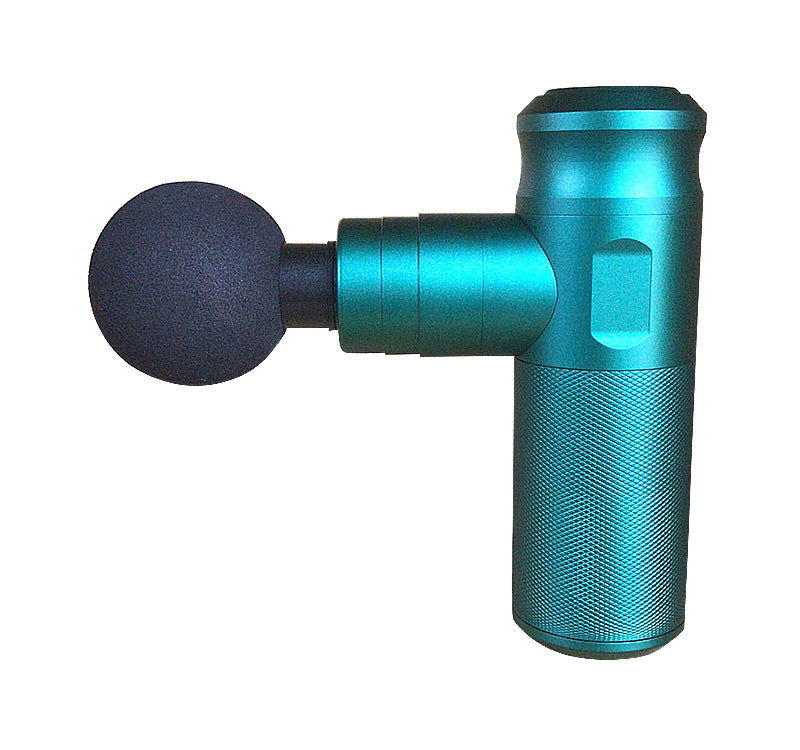 Turquoise massage gun on a white background