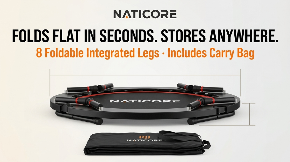 Foldable Fitness Trampoline 400LB Adjustable Handle | NATICORE