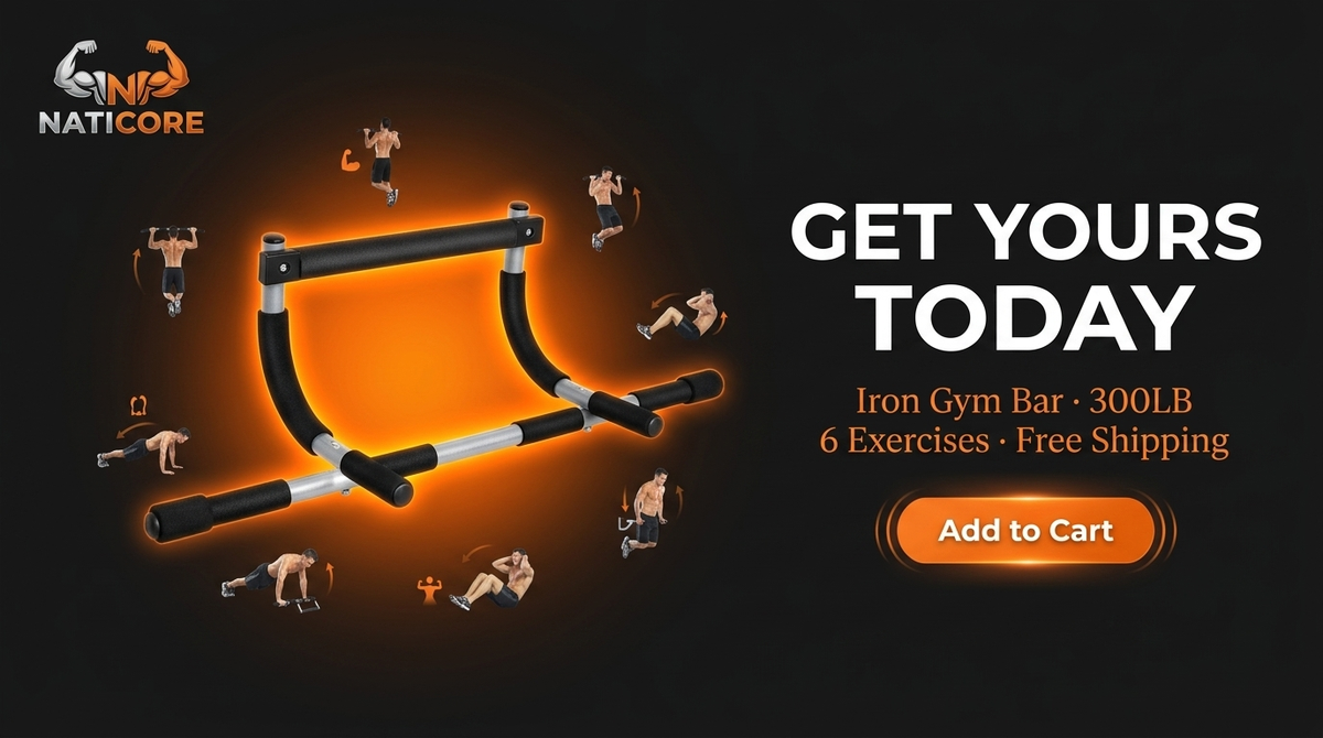 NATICORE Iron Gym Pull Up Bar – 6-in-1 Doorway Trainer, 300LB