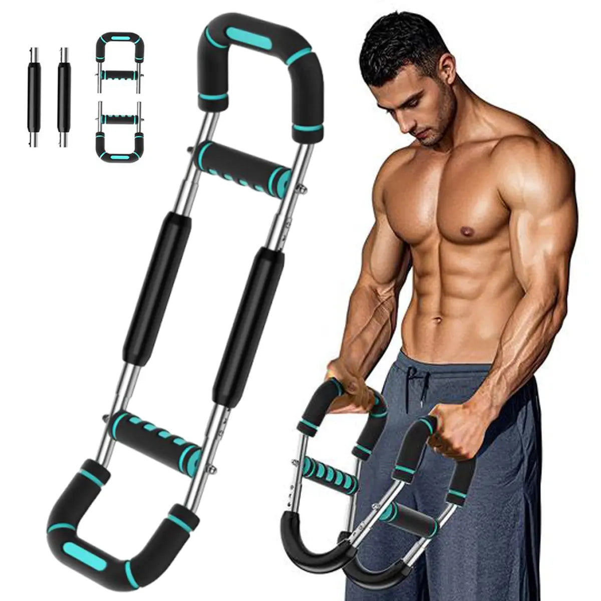 NATICORE Adjustable Power Twister Bar Arm Trainer, Chest & Arm Strength Training Equipment for Men, Portable Upper Body Workout Tool for Home Gym Fitness