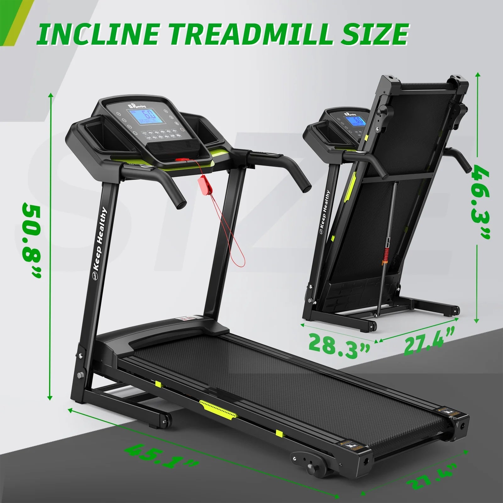 NATICORE Folding Treadmill for Home & Office – Manual Incline, 300LB+ Capacity, LCD Display, Space-Saving Running Machine