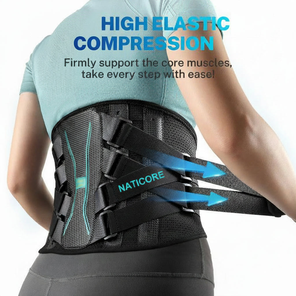 Fitomo Back Support Brace, Adjustable Lumbar Belt with Carbon Fiber Stays, Ultra-Thin Breathable Mesh, Lightweight & Comfortable for Posture, Lifting, and Sitting
