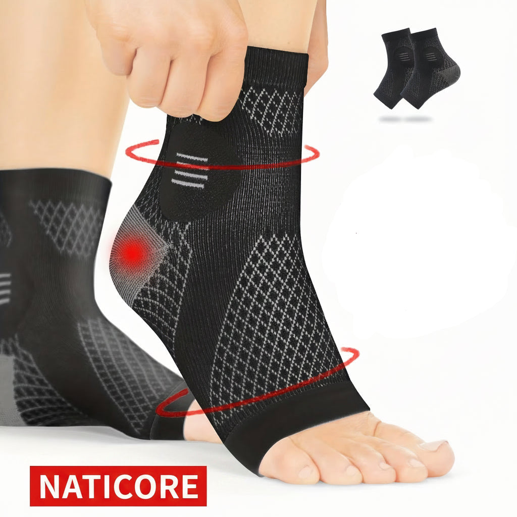1Pair Ankle Compression Socks,Compression Foot Sleeves with Arch and Ankle Support,Open-Toe Design Neuropathy Socks