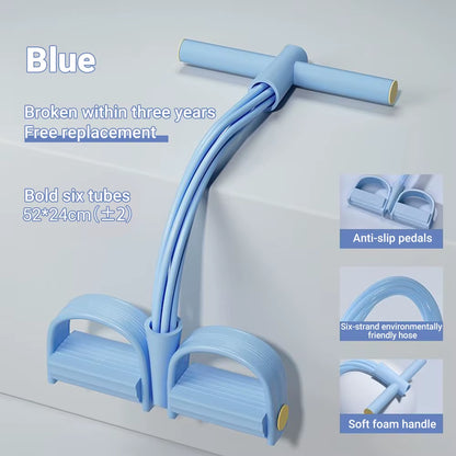 Puller Resistance Bands, 6 Tubes Elastic Yoga Pedal Puller Resistance Bands for Abdominal Waist Arm Leg Stretching Slimming Trai