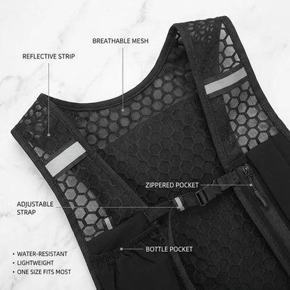 New Running Water Bottle Storage Vest Lightweight Running Vest Reflective Hydration Water Chest Pack with Phone Holder