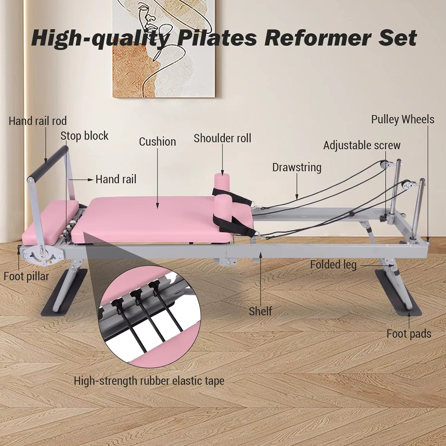 NatiCore Foldable Pilates Reformer – Home Gym Pro Machine