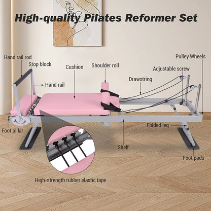 NatiCore Foldable Pilates Reformer – Home Gym Pro Machine