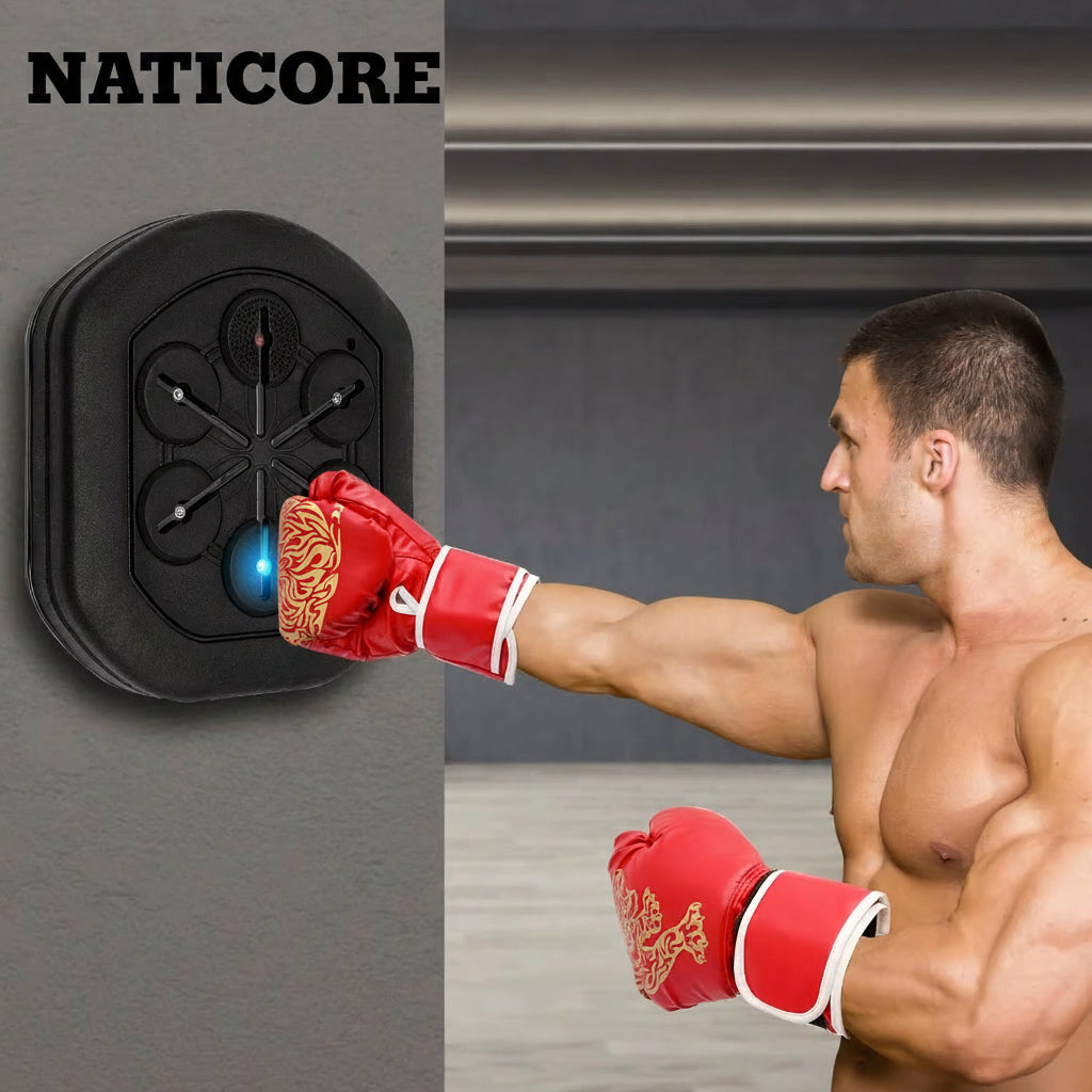 Intelligent Music Boxing Training Machine, Wall Mount Bluetooth Boxing Wall Target Punch Trainer W/Gloves&Led Light for Home Gym