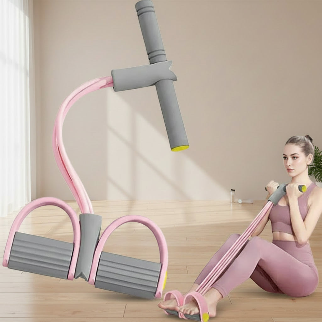 Resistance Bands 4-Tube Yoga Pedal Puller Resistance Band Elastic Pull Rope Fitness Equipment for Abdomen Waist Arm Training