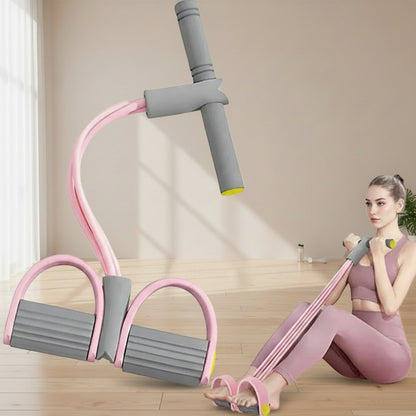 Resistance Bands 4-Tube Yoga Pedal Puller Resistance Band Elastic Pull Rope Fitness Equipment for Abdomen Waist Arm Training