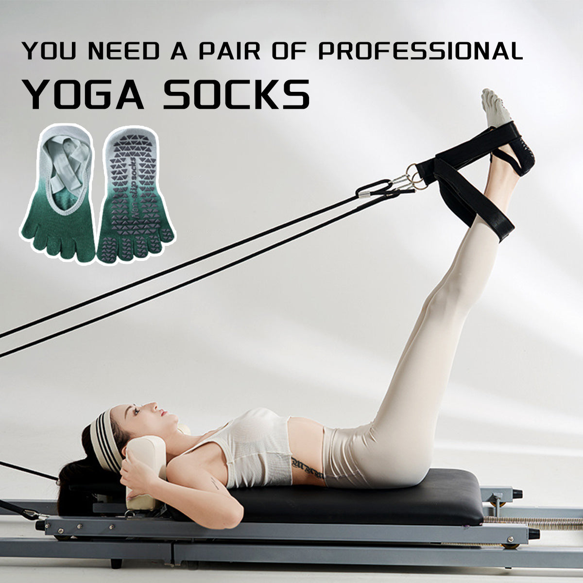 Yoga Socks for Women with Grips Grippy Yoga Socks for Women Men Non-Slip Full Toe Sticky Grip Accessories for Yoga, Barre, Pilates, Dance, Ballet