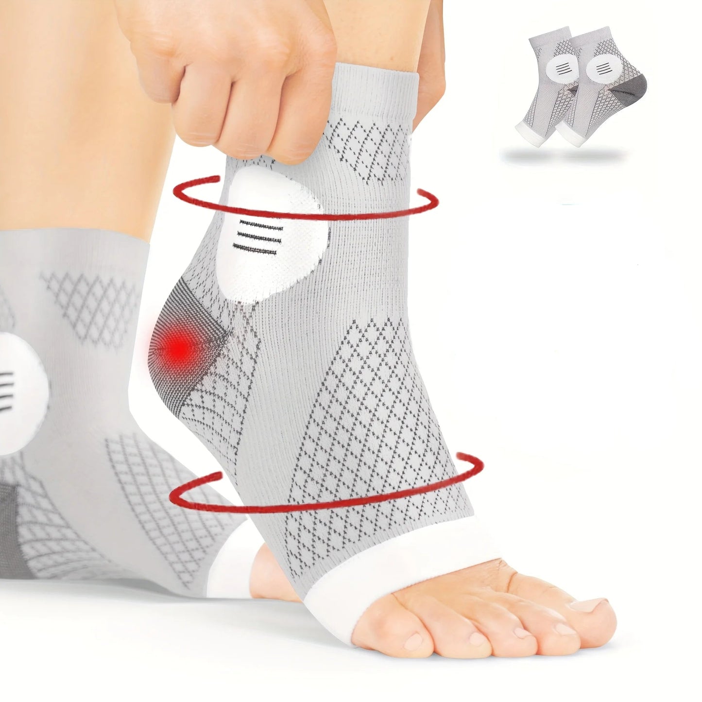 1Pair Ankle Compression Socks,Compression Foot Sleeves with Arch and Ankle Support,Open-Toe Design Neuropathy Socks