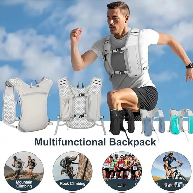 New Running Water Bottle Storage Vest Lightweight Running Vest Reflective Hydration Water Chest Pack with Phone Holder
