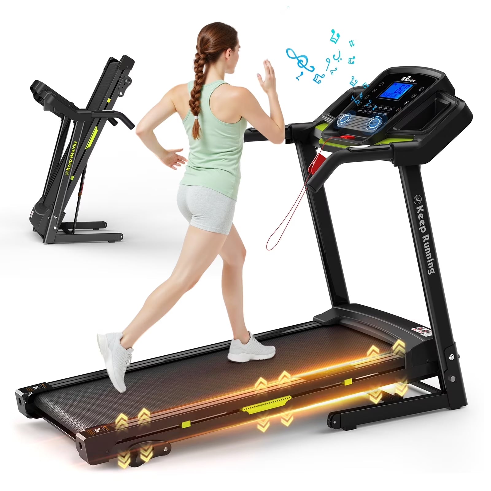 NATICORE Folding Treadmill for Home & Office – Manual Incline, 300LB+ Capacity, LCD Display, Space-Saving Running Machine