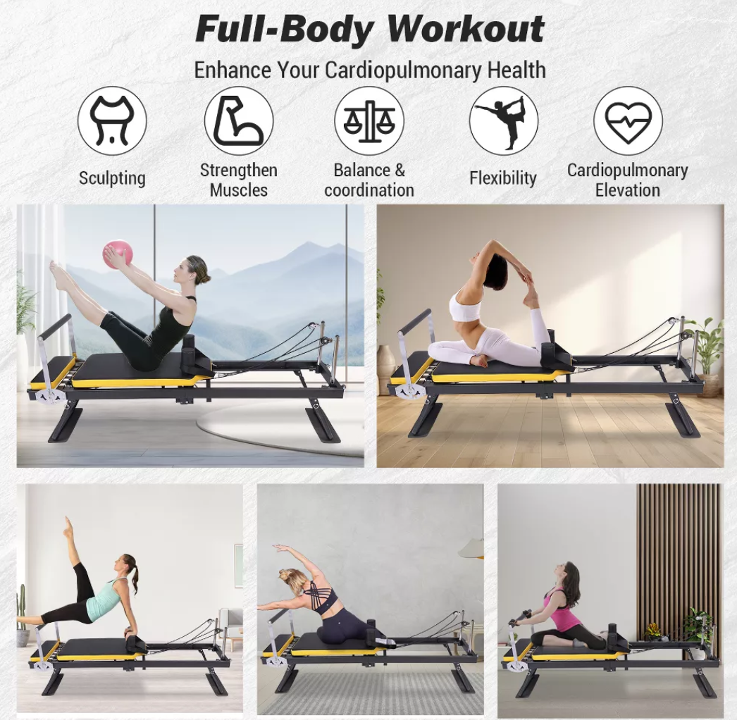 NATICORE Foldable Pilates Reformer – Home Gym Pro Machine