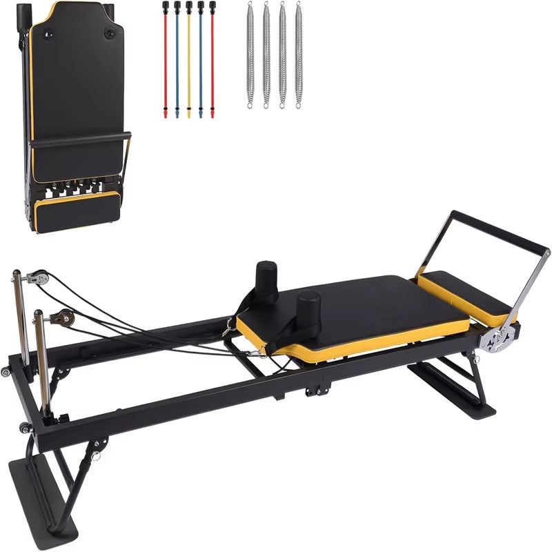 NatiCore Foldable Pilates Reformer – Home Gym Pro Machine