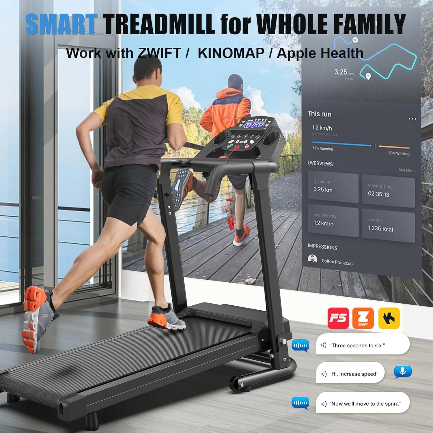 NATICORE Folding Treadmill for Home – 300LB Capacity, App Control, LED Display, Shock-Absorbing Walking Pad