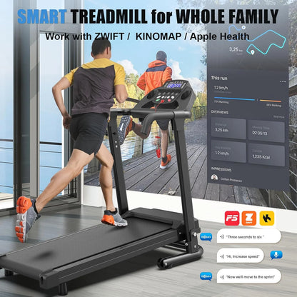 NATICORE Folding Treadmill for Home – 300LB Capacity, App Control, LED Display, Shock-Absorbing Walking Pad