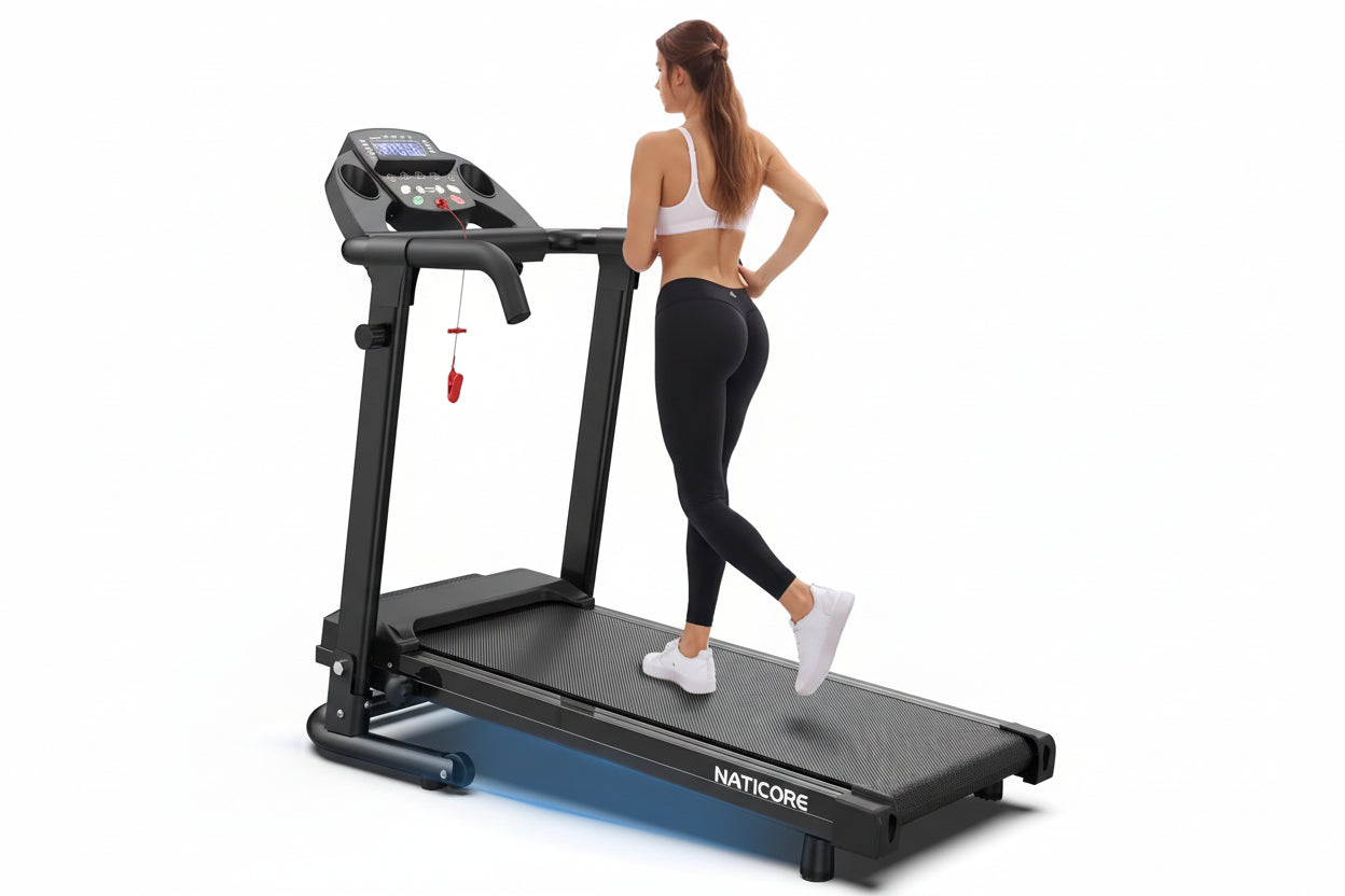 NATICORE Folding Treadmill for Home – 300LB Capacity, App Control, LED Display, Shock-Absorbing Walking Pad