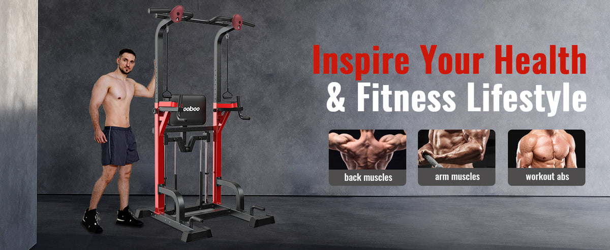NATICORE Power Tower – Pull Up & Dip Station | 480LB | Home Gym