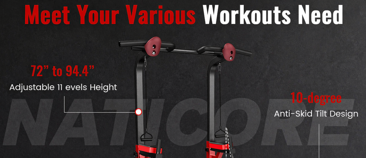 NATICORE Power Tower – Pull Up & Dip Station | 480LB | Home Gym