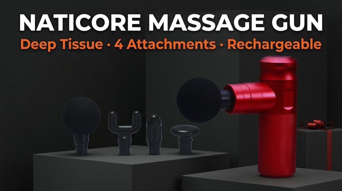 Mini Massage Gun Deep Tissue Percussion 4 Heads | NATICORE
