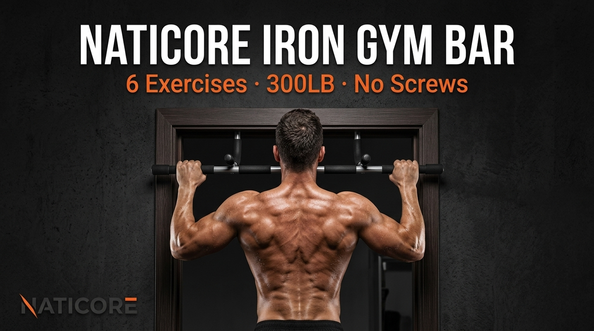 NATICORE Iron Gym Pull Up Bar – 6-in-1 Doorway Trainer, 300LB