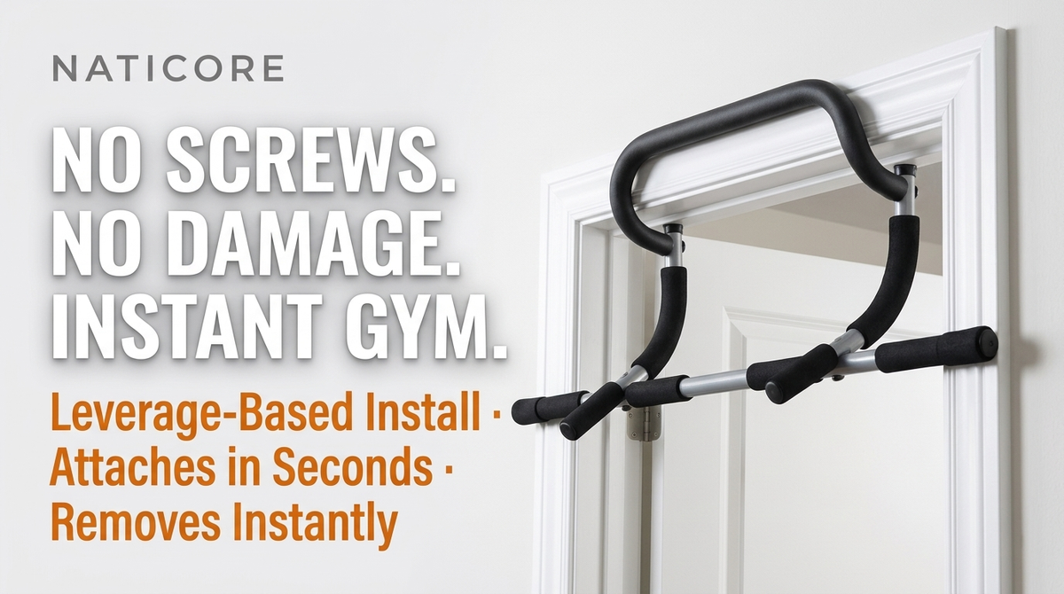 NATICORE Iron Gym Pull Up Bar – 6-in-1 Doorway Trainer, 300LB