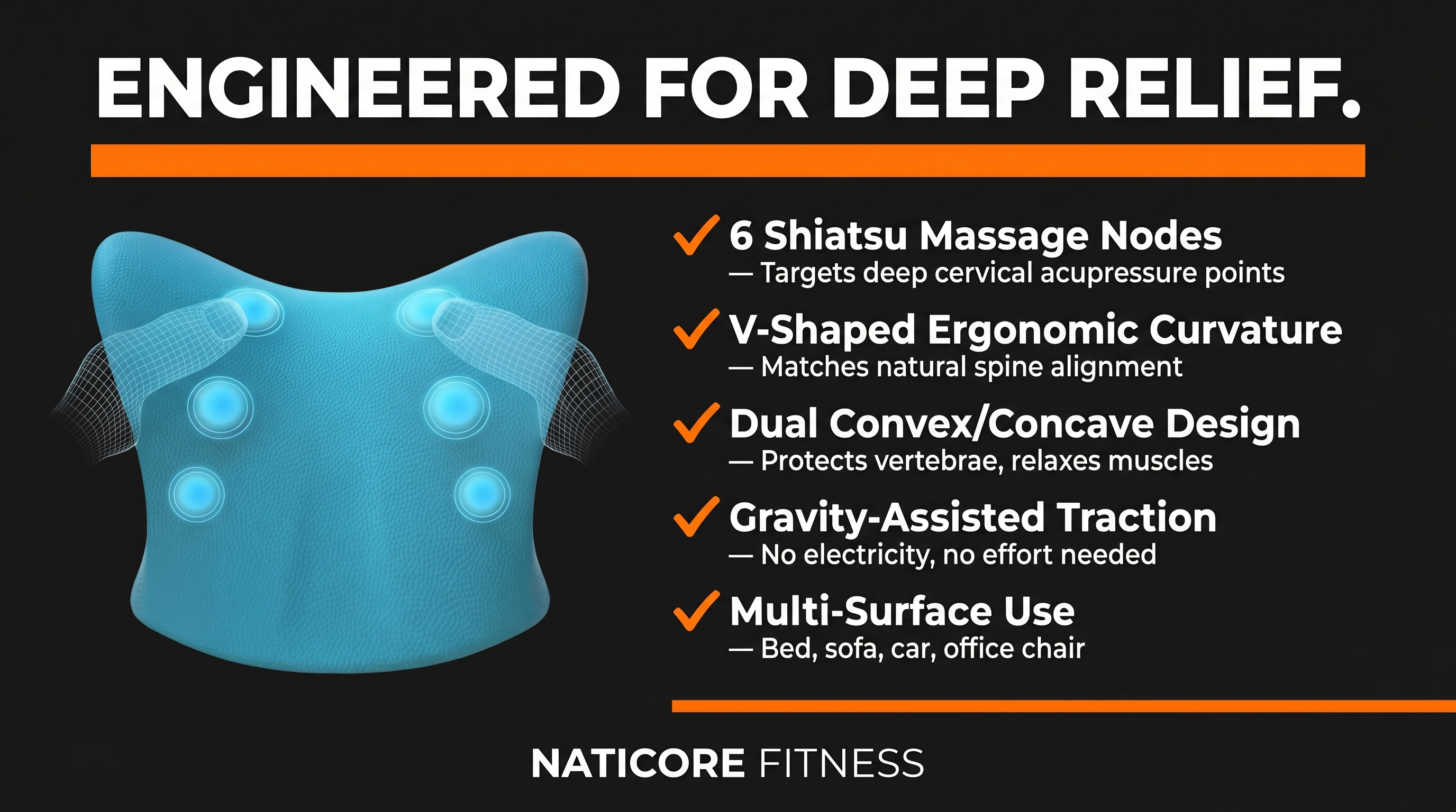Naticore Fitness product with features listed on a black background