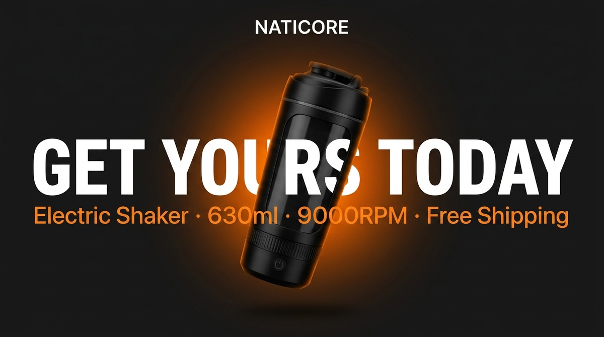 NATICORE Electric Protein Shaker Bottle – 630ml, 9000RPM, BPA-Free & IPX5