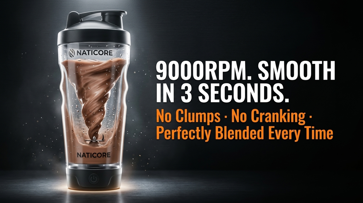 NATICORE Electric Protein Shaker Bottle – 630ml, 9000RPM, BPA-Free & IPX5