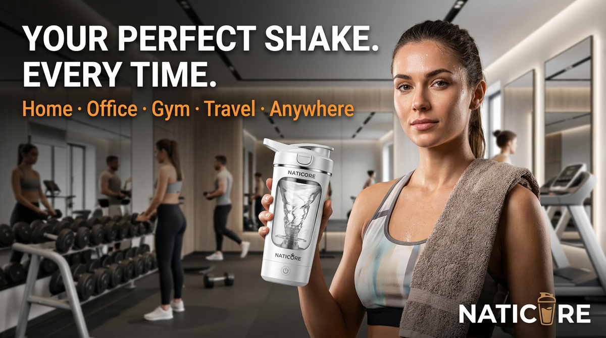 NATICORE Electric Protein Shaker Bottle – 630ml, 9000RPM, BPA-Free & IPX5