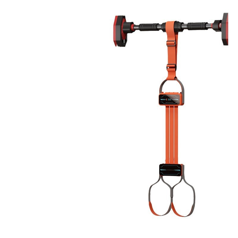 Orange resistance band with attachments on a white background