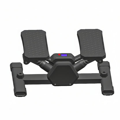 Black exercise machine with digital display on a white background