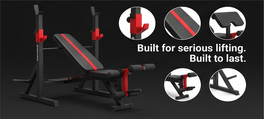 NATICORE Pro Olympic Weight Bench Set – 900LB Home Gym System