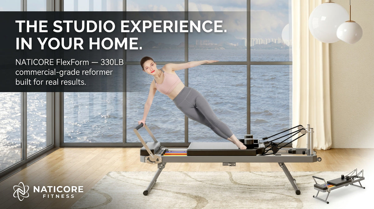 NATICORE FlexForm Pilates Reformer — Foldable Home